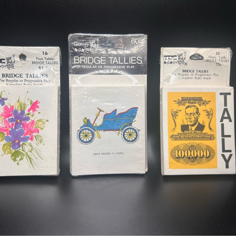 Vintage Bridge Tally Cards Set‎ of 3 NIP